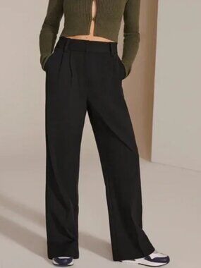Favorite Daughter The Favorite Pant Pleat Pants Black Wide-Leg Trousers 6